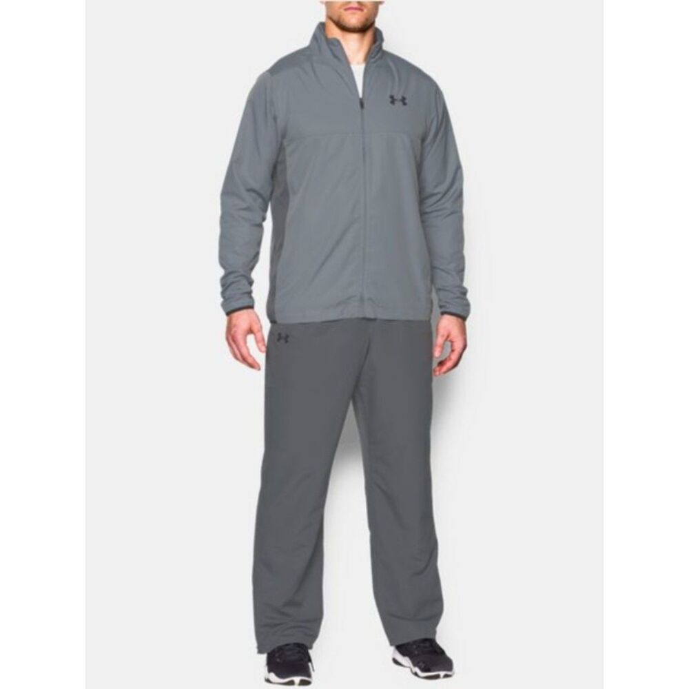 UNDER ARMOUR Mens Sz XL Full Zip Gray Athletic Lightweight Jacket Front Pockets